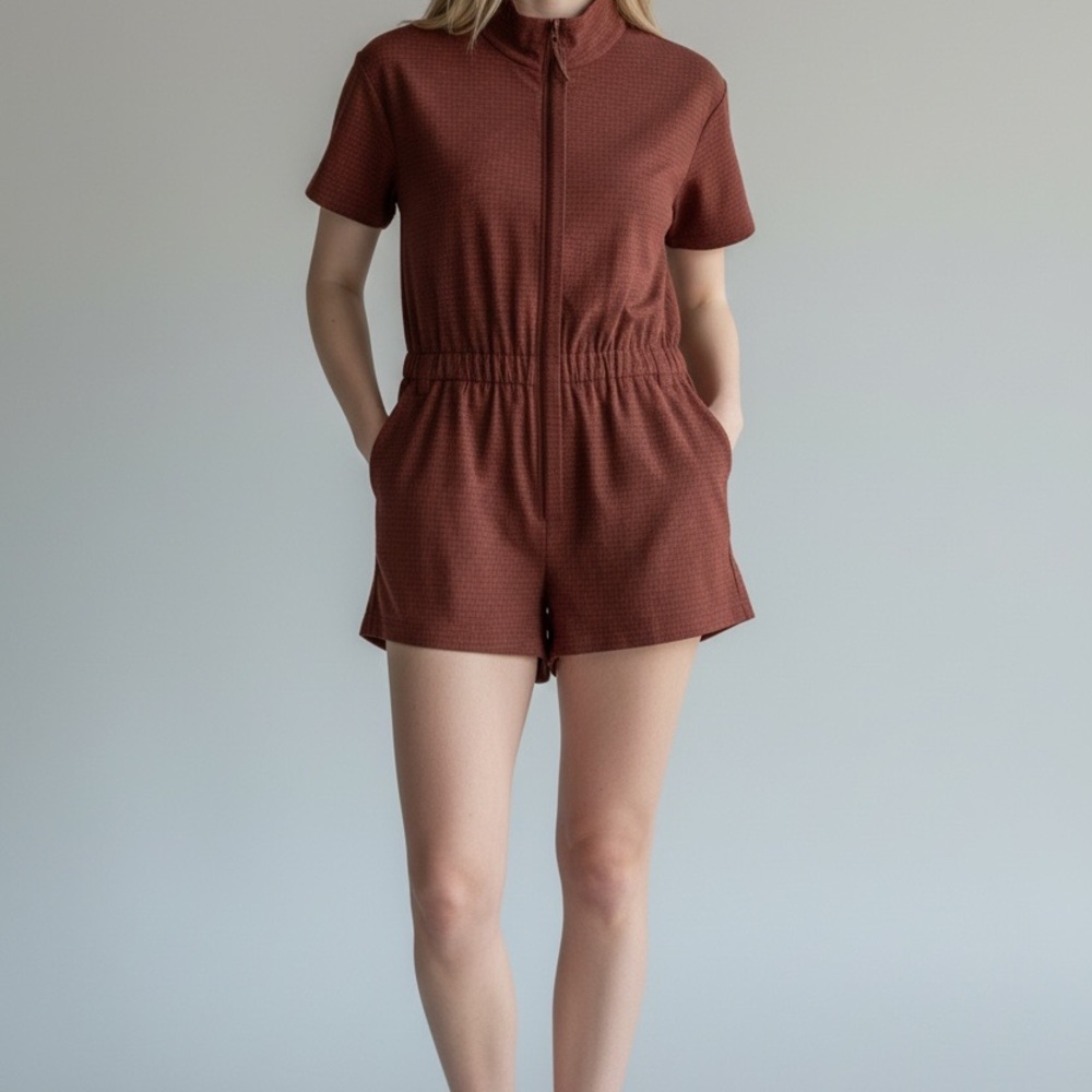 Fabletics Ripstop Short Onesie Sephia Brown Size Large